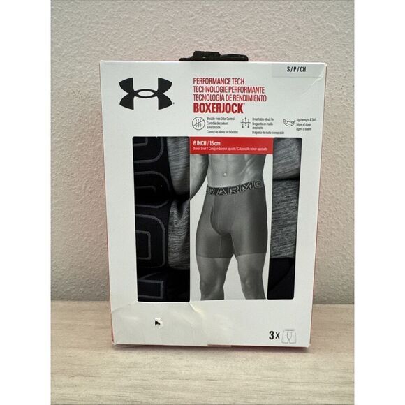 Under Armour UUSHJ823 Men's Sz S Multi Tech 6" Boxerjock Briefs, 3-Pack - Picture 1 of 6